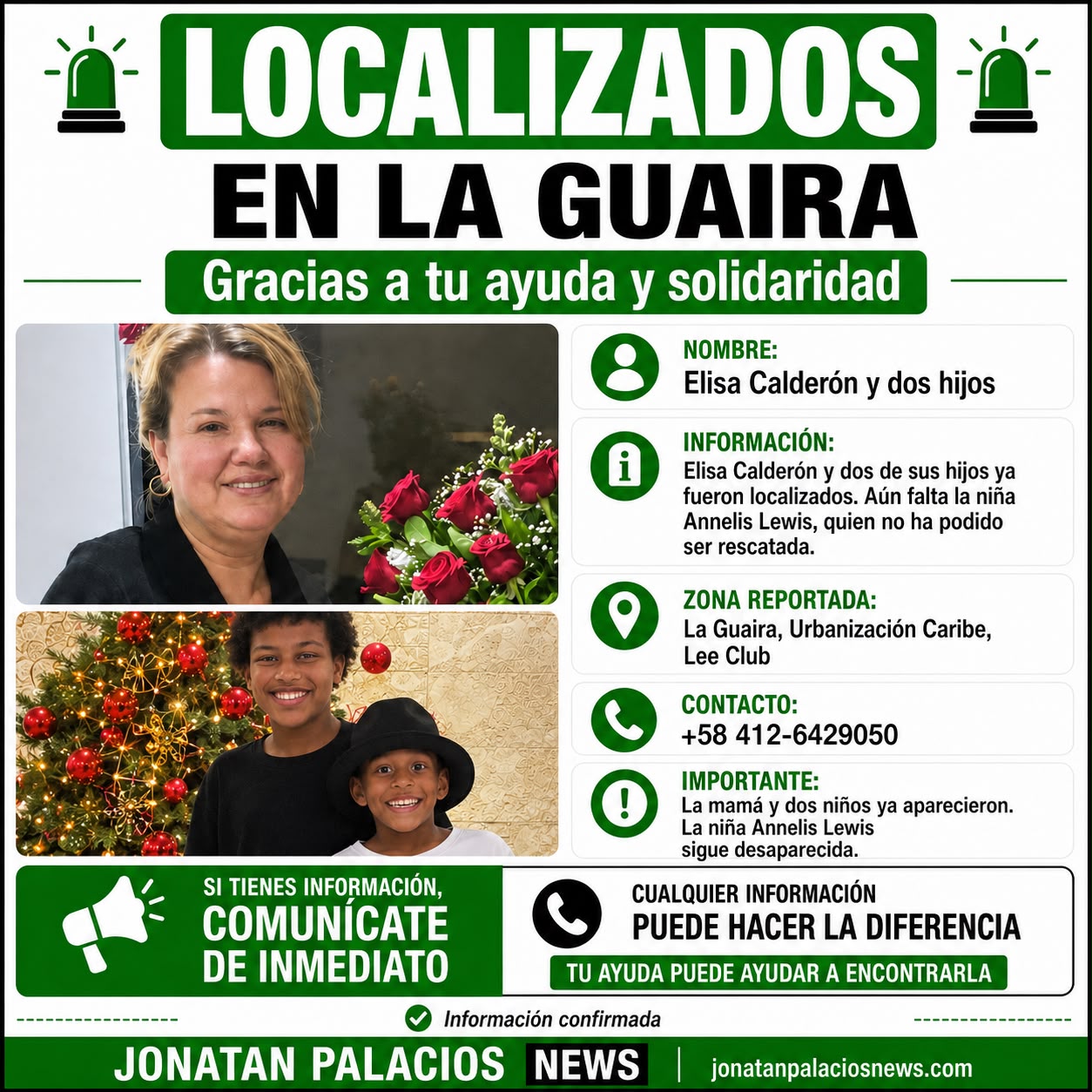 Elisa Calderón y dos hijos