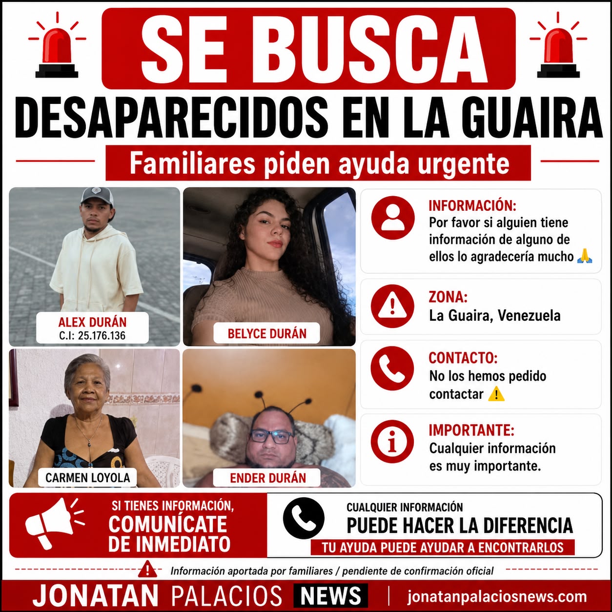 Alex Durán, Belyce Durán, Carmen Loyola y Ender Durán