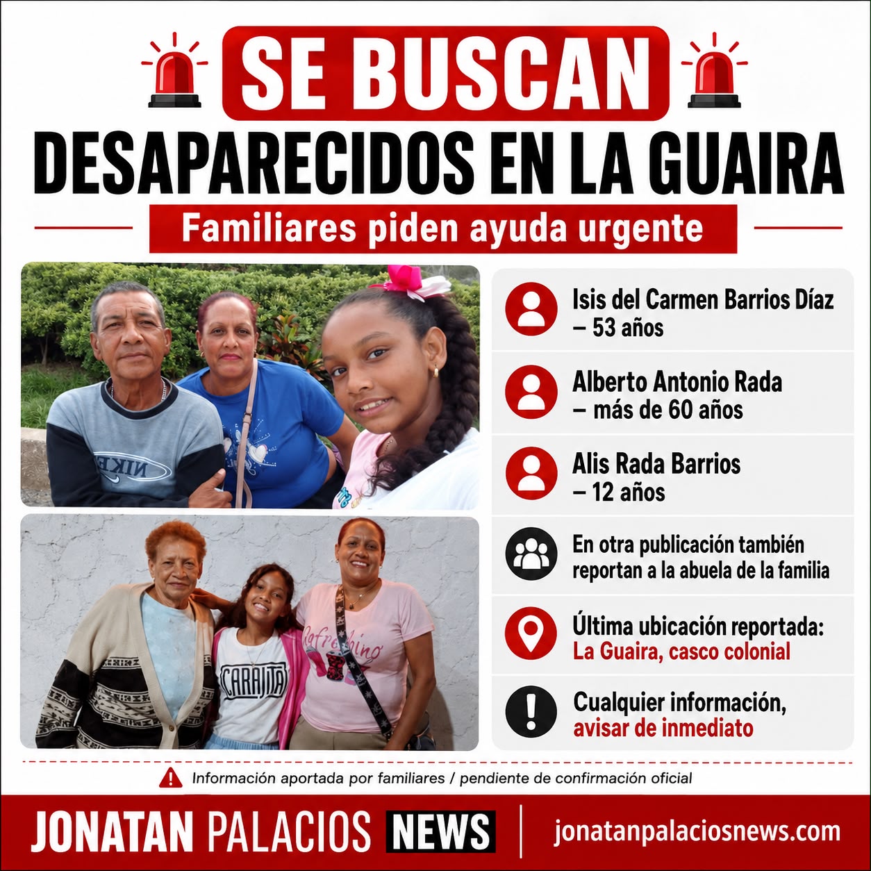 Isis del Carmen Barrios Díaz, Alberto Antonio Rada y Alis Rada Barrios