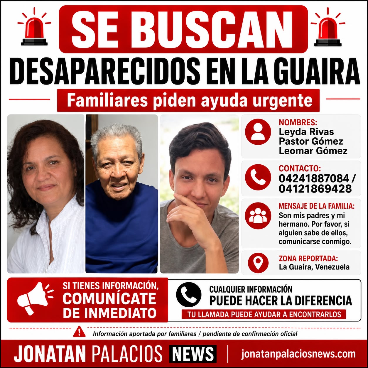 Leyda Rivas, Pastor Gómez y Leomar Gómez