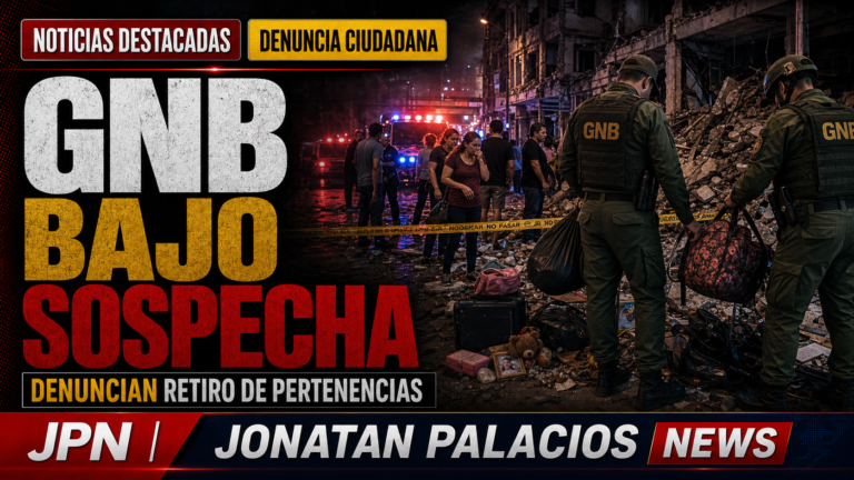 Portada editorial de Jonatan Palacios News sobre denuncia contra presuntos funcionarios de la GNB por pertenencias de víctimas