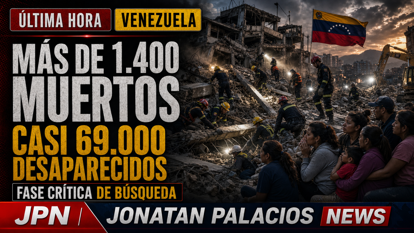 Más de 1.400 muertos y casi 69.000 desaparecidos: fase crítica de búsqueda en Venezuela