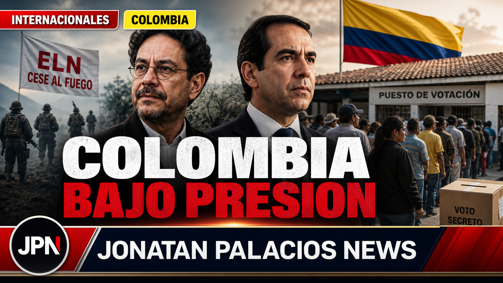 Imagen editorial JPN sobre tensión política en Colombia e Iván Cepeda.