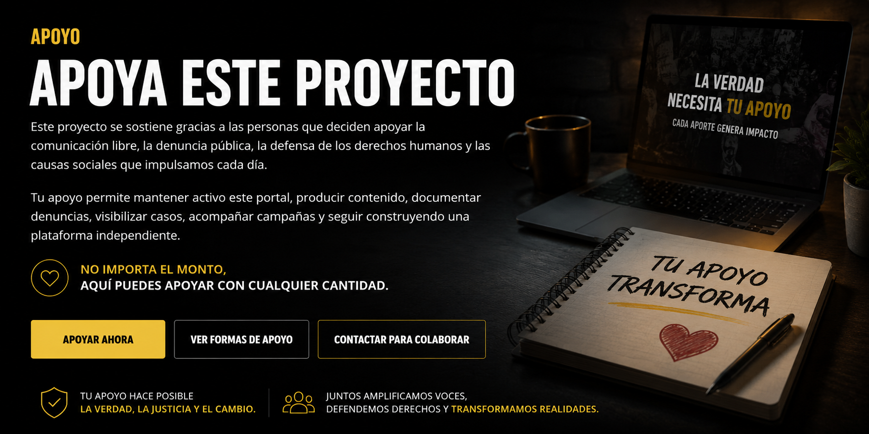 Apoya este proyecto - Tu apoyo transforma
