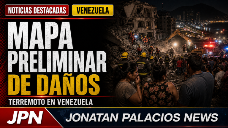 Imagen editorial principal de Jonatan Palacios News sobre mapa preliminar de daños tras el terremoto en Venezuela.