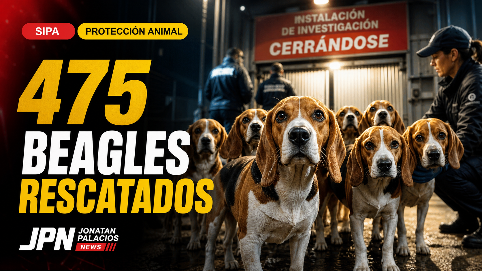 Beagles rescatados de una instalación de investigación