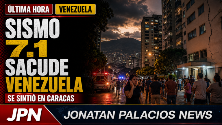 Imagen editorial de Jonatan Palacios News sobre sismo de magnitud 7.1 sentido en Caracas y Venezuela.