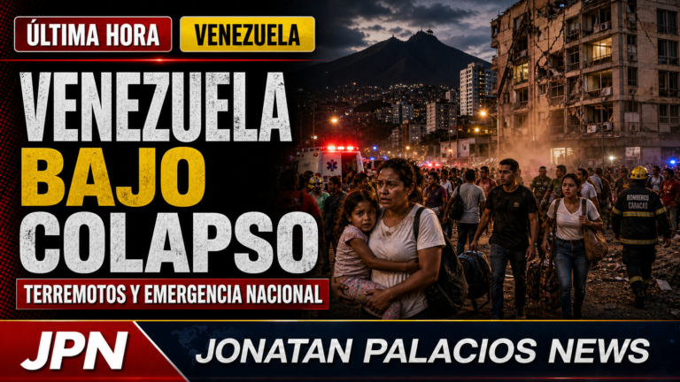 Imagen editorial de Jonatan Palacios News sobre terremotos, emergencia nacional y vulnerabilidad institucional en Venezuela.