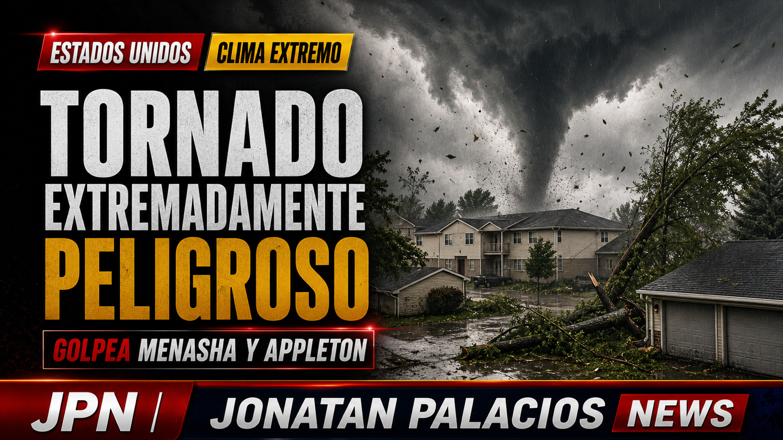 Tornado golpea Menasha y Appleton: viviendas dañadas y miles sin electricidad en Wisconsin