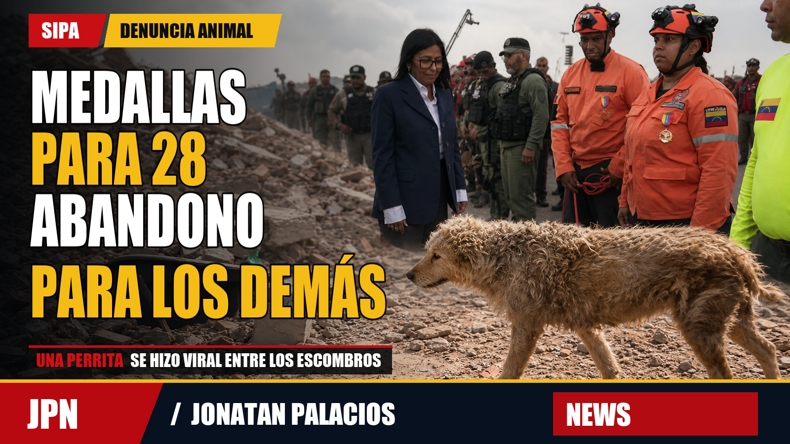 Medallas para 28, abandono para los demás: la perrita que el poder grabó entre los escombros