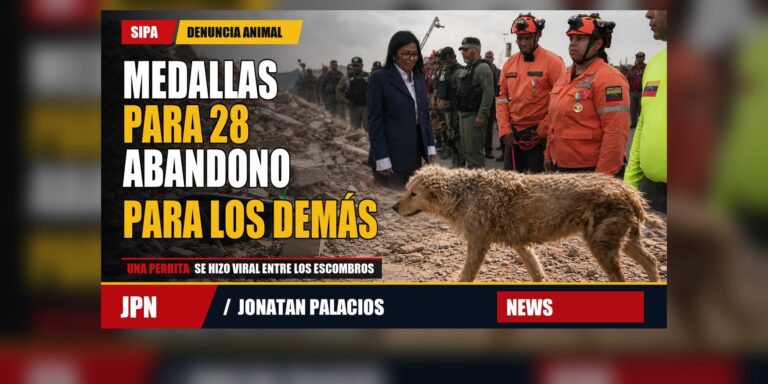 Tarjeta social: Medallas para 28, abandono para los demás: la perrita que el poder grabó entre los escombros