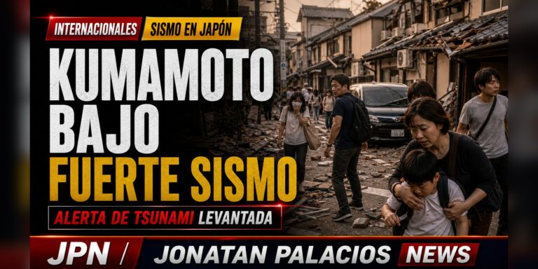 Tarjeta social: Fuerte terremoto sacude Kumamoto: Japón levanta la alerta de tsunami tras revisar la magnitud