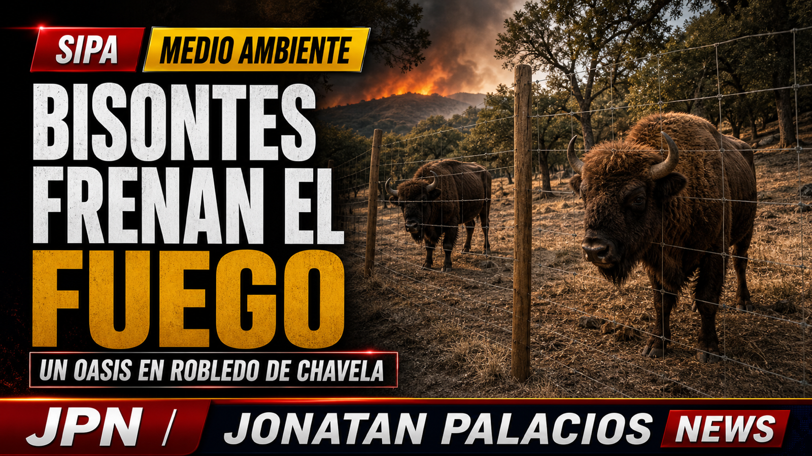 Siete bisontes frenaron el fuego en Robledo de Chavela y dieron refugio a la vida silvestre