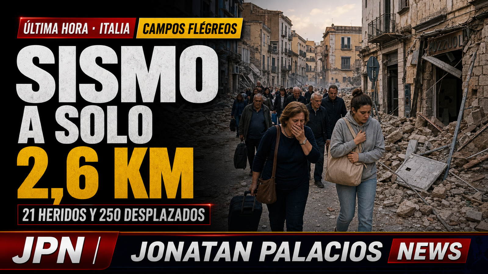 Terremoto de magnitud 4,7 deja 21 heridos y 250 desplazados en los Campos Flégreos
