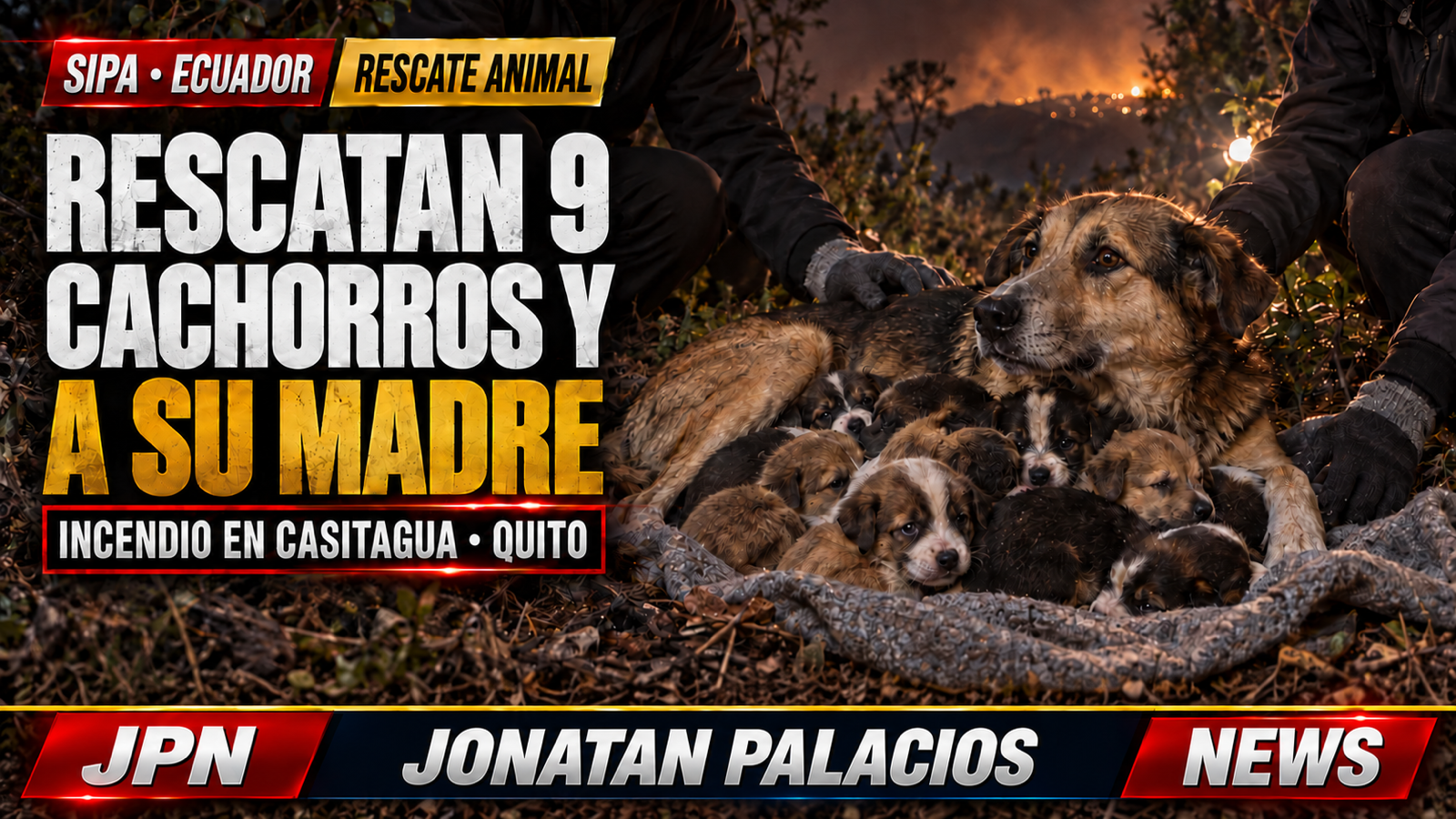 Madre y nueve cachorros fueron puestos a salvo tras incendio que afectó 300 hectáreas en Casitagua