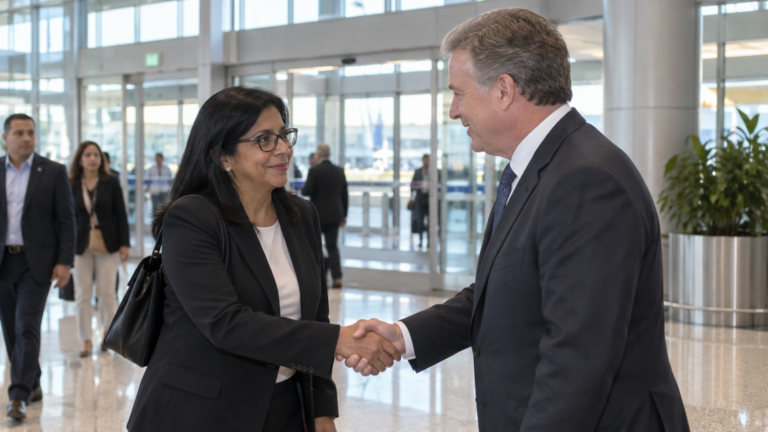 Miniatura limpia: Delcy Rodríguez aterriza en Nueva Jersey antes de la reunión anunciada con Trump