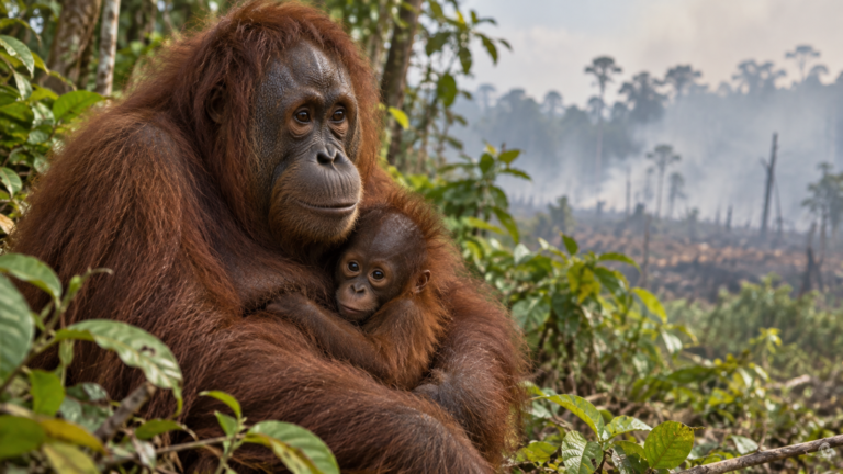 Miniatura limpia: Indonesia evacúa a 18 orangutanes mientras el fuego les cierra el bosque