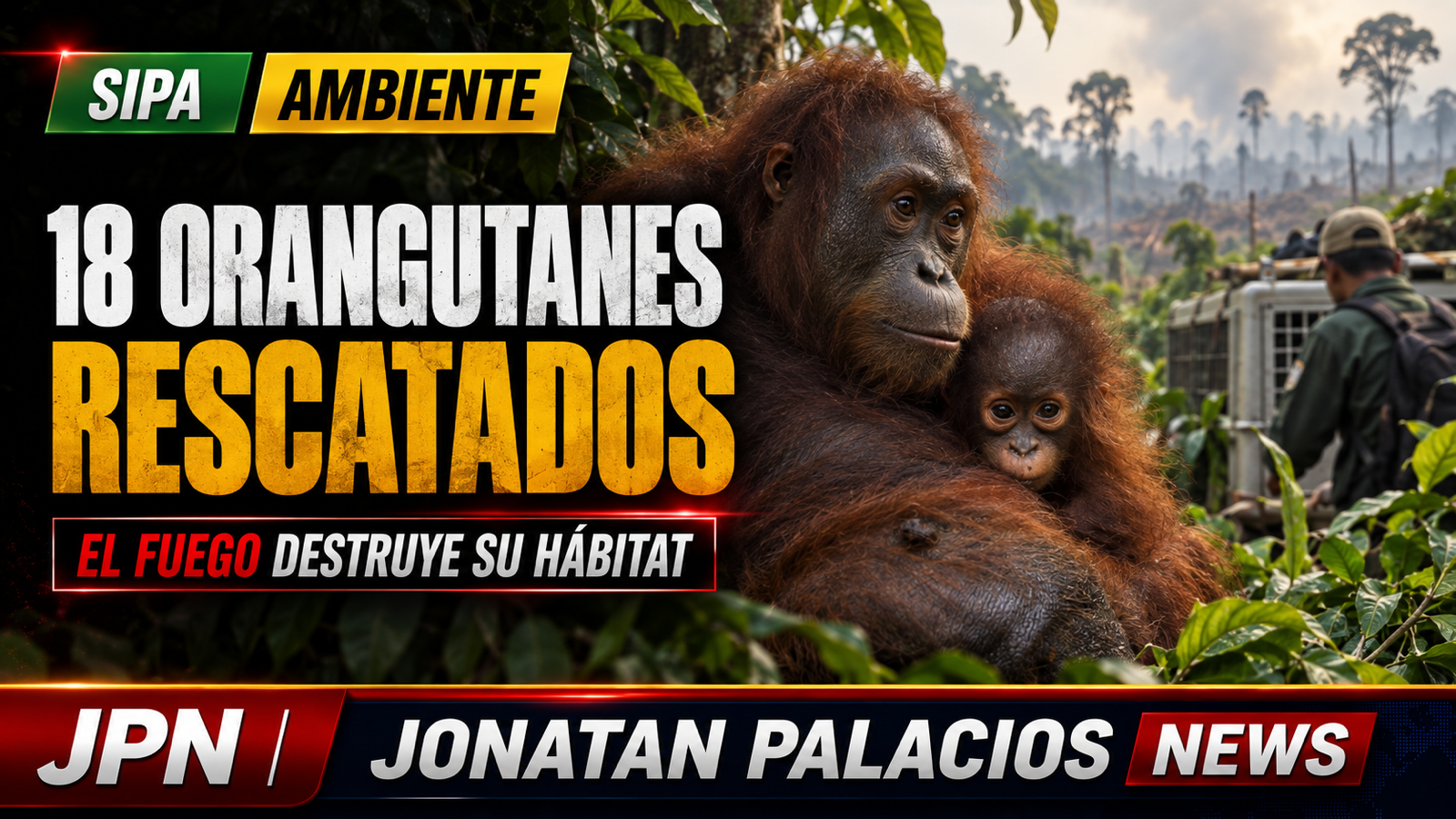 Indonesia evacúa a 18 orangutanes mientras el fuego les cierra el bosque