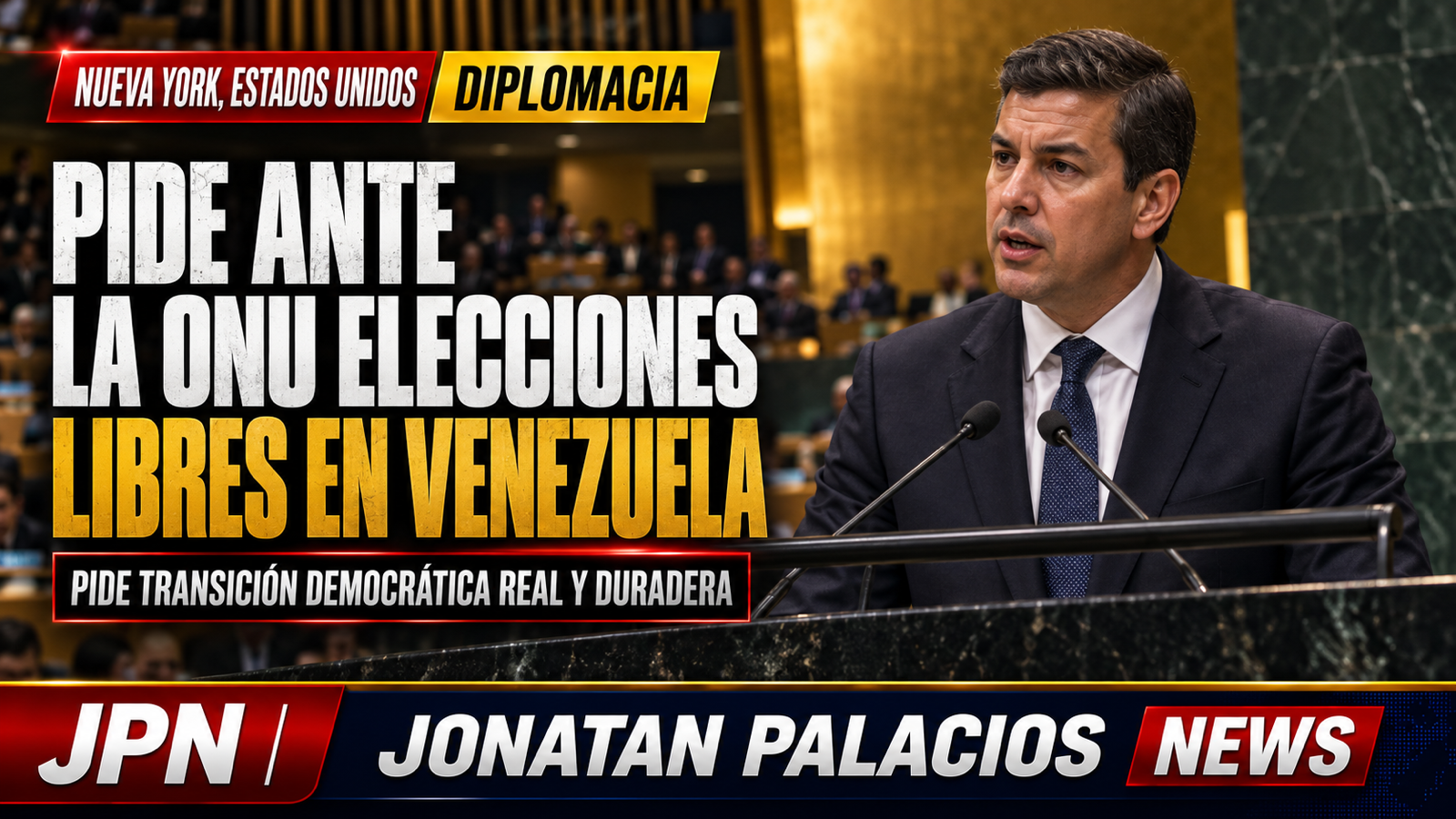 Santiago Peña lleva a la ONU el reclamo por elecciones libres en Venezuela