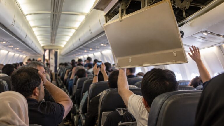 Miniatura limpia: Un Boeing 737 de Sepehran regresa de emergencia a Mashhad tras desprenderse paneles del techo de la cabina