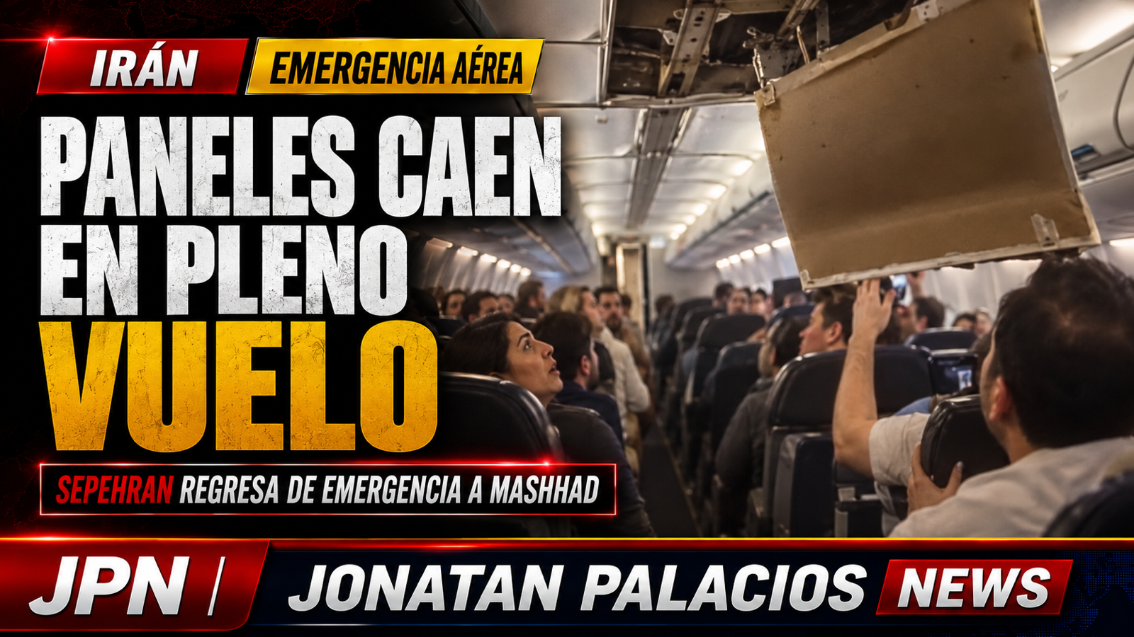Un Boeing 737 de Sepehran regresa de emergencia a Mashhad tras desprenderse paneles del techo de la cabina