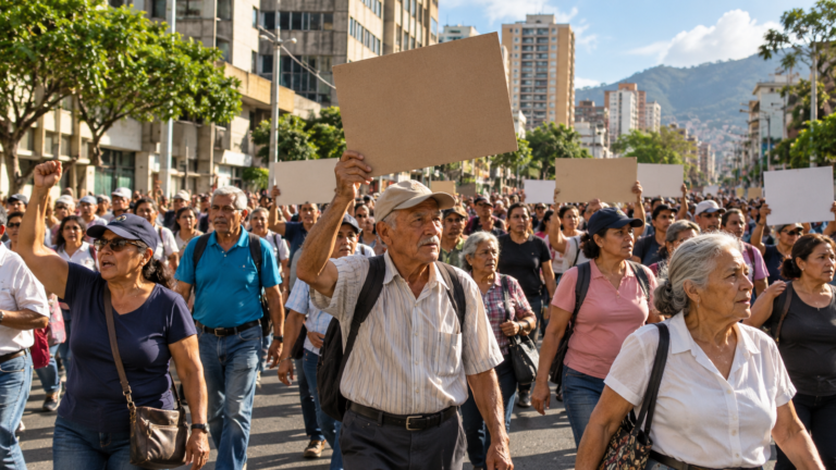 Miniatura limpia: Trabajadores y jubilados reclaman salarios, pensiones y libertades en Venezuela