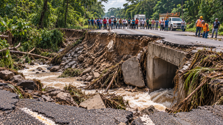 Miniatura limpia: Una alcantarilla colapsada corta la Troncal 005 entre Táchira y Barinas