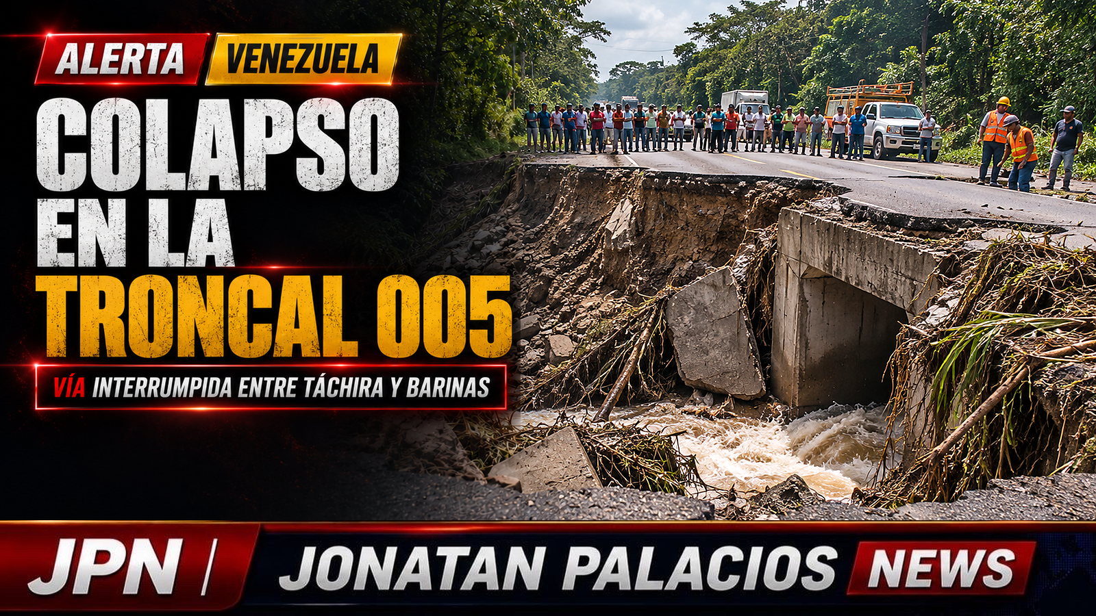 Una alcantarilla colapsada corta la Troncal 005 entre Táchira y Barinas
