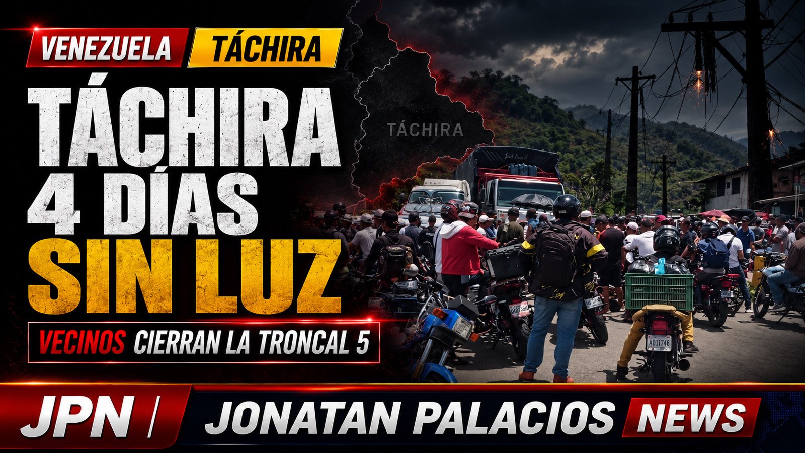 Vecinos de Chururú cierran la Troncal 5 tras cuatro días sin luz