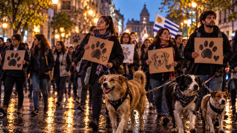 Miniatura limpia: Manifestantes y perros toman las calles de Uruguay contra el maltrato animal