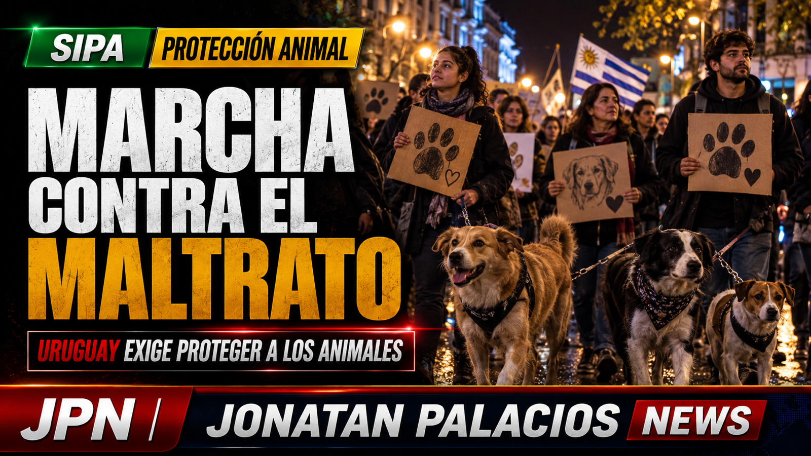 Manifestantes y perros toman las calles de Uruguay contra el maltrato animal